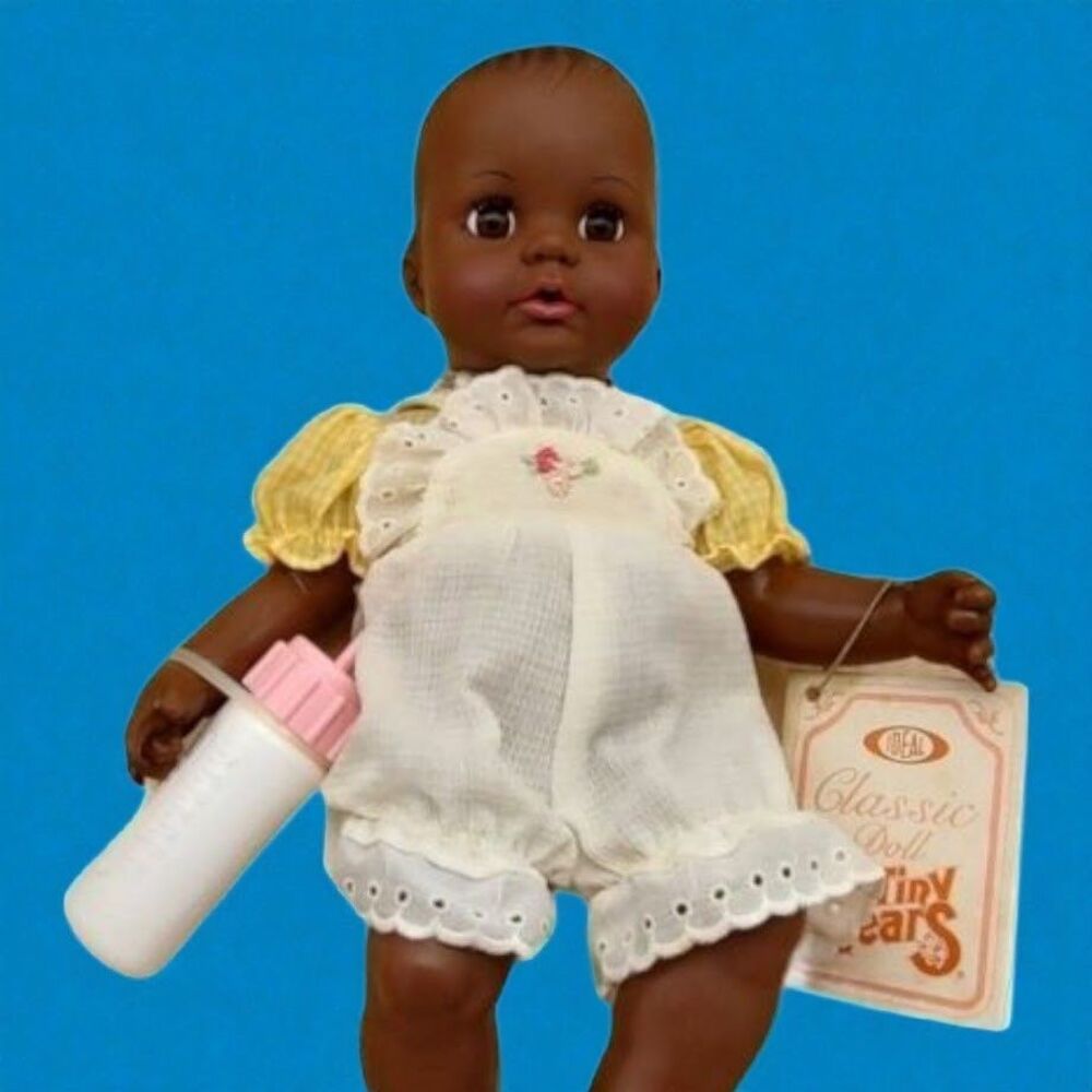 IDEAL 1984 Tiny Tears Black Baby Doll All Soft Vinyl Sleeping Eyes Molded Hair